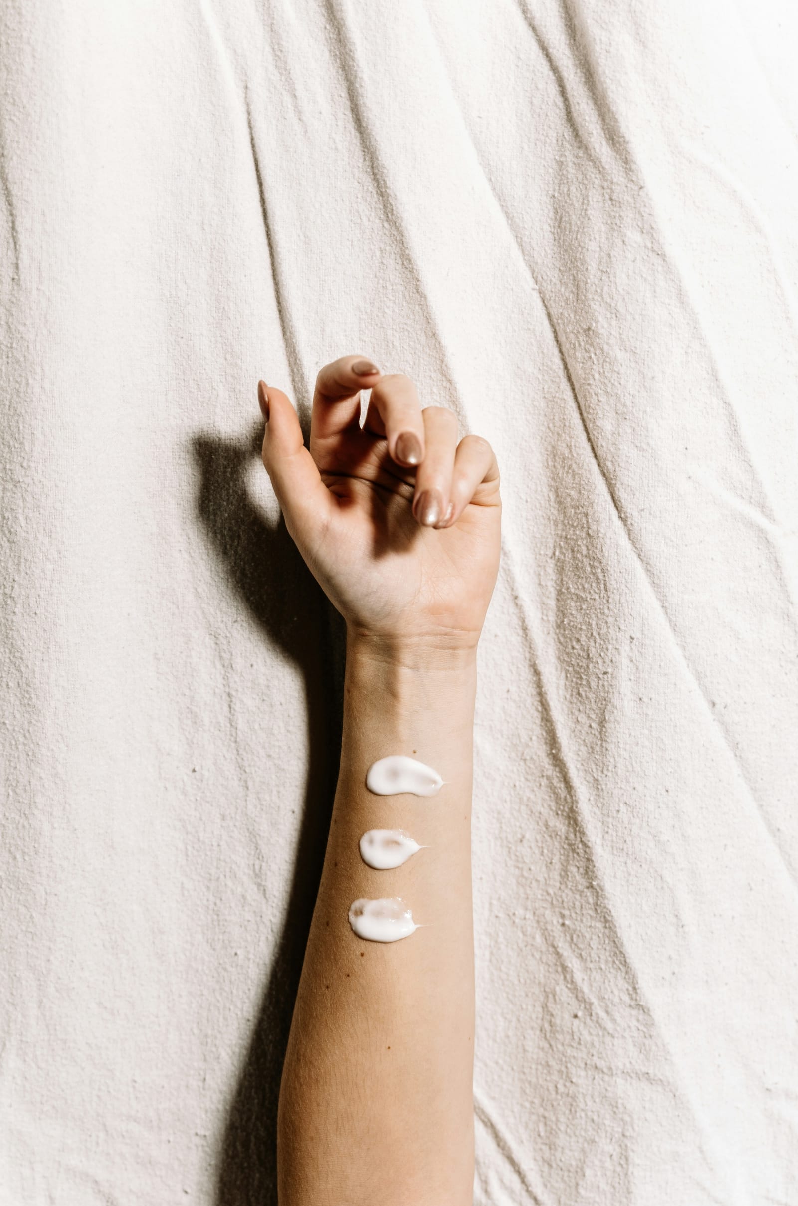 Texture swatches on the forearm