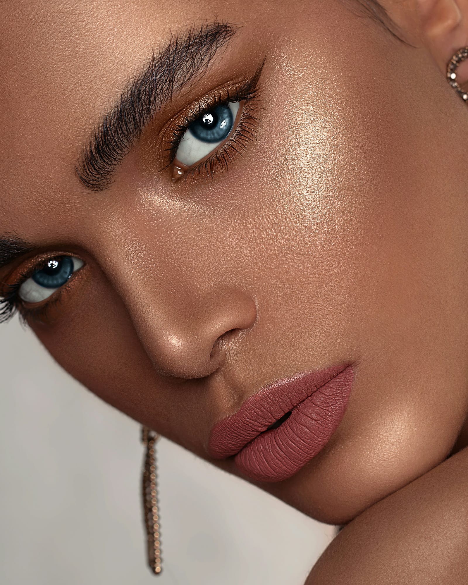 Editorial close-up of flawless, camera-ready skin